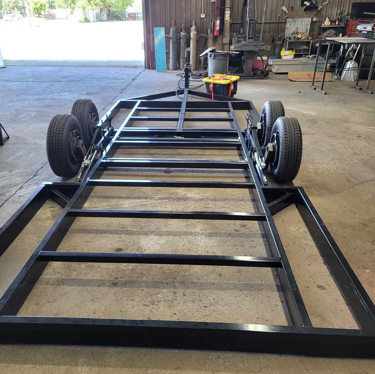 Image of a repair work done to an ice castle trailer frame in Williston, ND